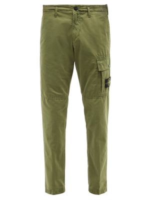 Stone Island - Brushed-cotton Cargo Trousers - Mens - Green