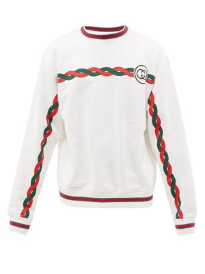 Gucci - Logo-print Cotton-jersey Sweatshirt - Mens - White Multi