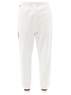 Gucci - Logo-print Cotton-jersey Track Pants - Mens - White Multi