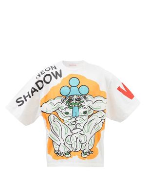 Walter Van Beirendonck - Neon Shadow-print Cotton-jersey T-shirt - Mens - Orange White