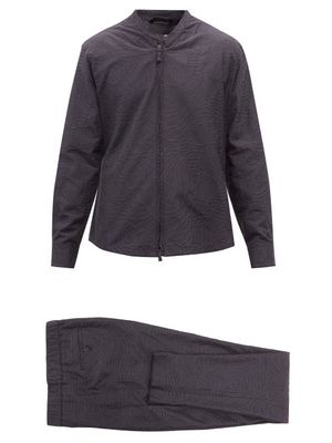 Giorgio Armani - Floral-jacquard Cotton-blend Suit - Mens - Dark Grey