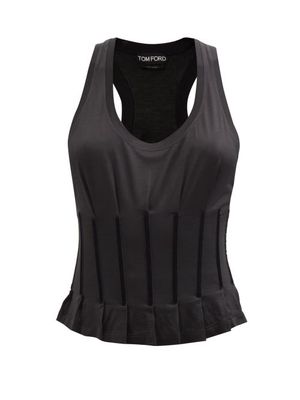 Tom Ford - Corset-panelled Silk-jersey Tank Top - Womens - Black