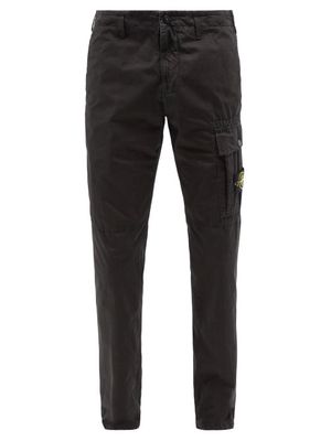 Stone Island - Brushed-cotton Cargo Trousers - Mens - Black