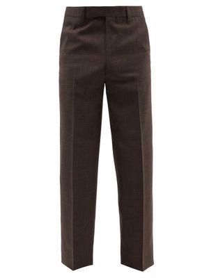 Prada - Prince Of Wales-check Wool-twill Suit Trousers - Mens - Brown