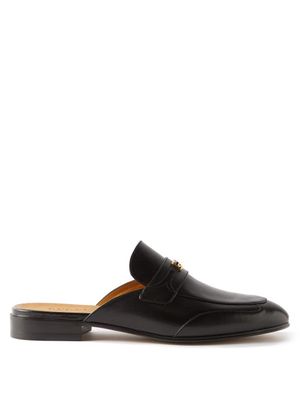 Gucci - GG Leather Backless Loafers - Mens - Black
