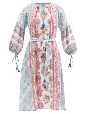D'Ascoli - Odette Floral-print Silk-crepe Dress - Womens - Pink Multi