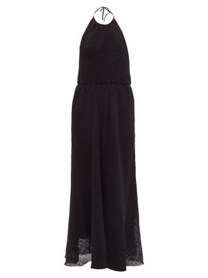 Raey - Halterneck Open-weave Cotton Dress - Womens - Black
