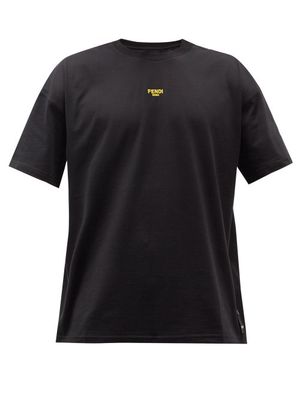 Fendi - Logo-embroidered Cotton-jersey T-shirt - Mens - Black