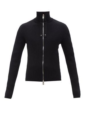 1017 ALYX 9SM - High-neck Zipped Ribbed-jersey Sweater - Mens - Black