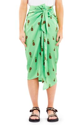 Never Fully Dressed Pineapple Print Wrap Skirt in Green