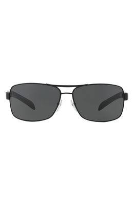 PRADA SPORT 65mm Oversize Rectangle Sunglasses in Black/Grey