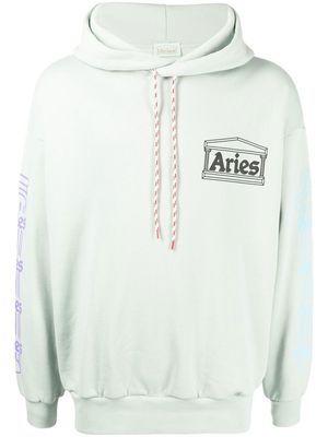 Aries logo-print drawstring hoodie - Green