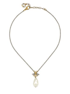 Gucci bee drop pearl charm necklace - Silver