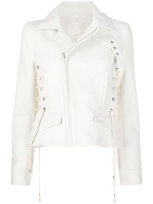 Dion Lee corset-detail biker jacket - White