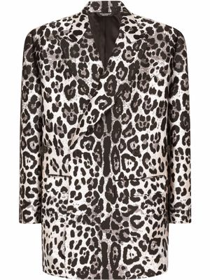 Dolce & Gabbana leopard-print boxy blazer - Black