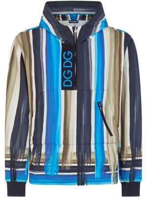 Dolce & Gabbana paint-effect stripe hoodie - Blue