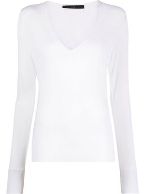 SAPIO semi-sheer fine-knit V-neck jumper - White