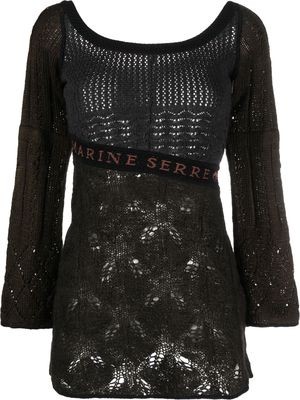 Marine Serre jacquard logo knitted dress - Black