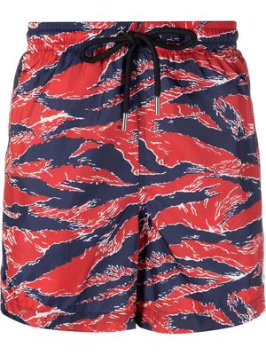 Moncler patterned drawstring swim shorts - Blue