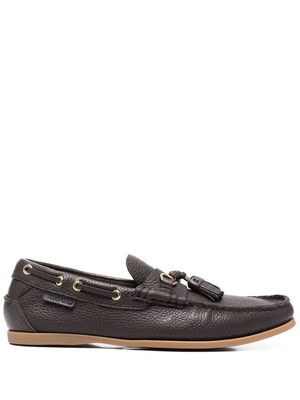 TOM FORD pebbled tassel almond-toe boat shoes - Brown