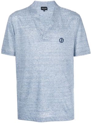 Giorgio Armani linen v-neck T-shirt - Blue