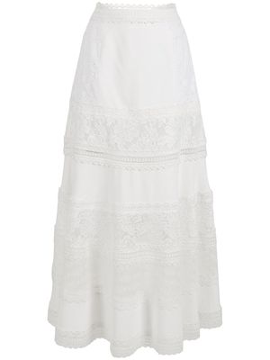 Martha Medeiros Marina lace midi skirt - White