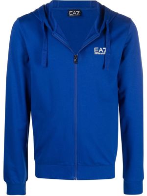 Ea7 Emporio Armani logo-print zip-up hoodie - Blue
