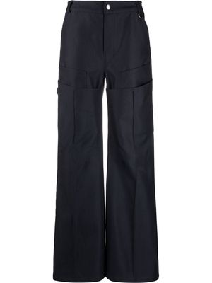 Marine Serre wide-leg panelled trousers - Blue