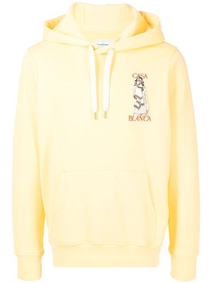 Casablanca logo-embroidered cotton hoodie - Yellow