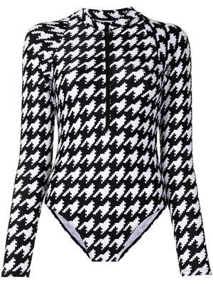 Perfect Moment Spring houndstooth-print surf wetsuit - Black