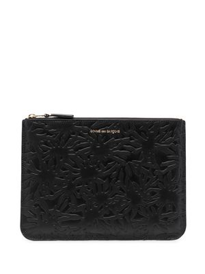 Comme Des Garçons Wallet embossed leather zipped wallet - Black