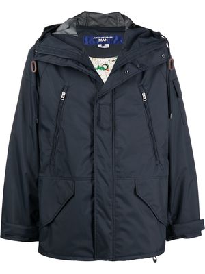 Junya Watanabe MAN zip-up hooded jacket - Blue
