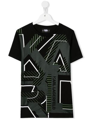 Karl Lagerfeld Kids TEEN logo-print short-sleeved T-shirt - Black