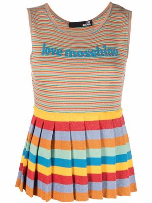 Love Moschino logo-embroidered striped top - Neutrals