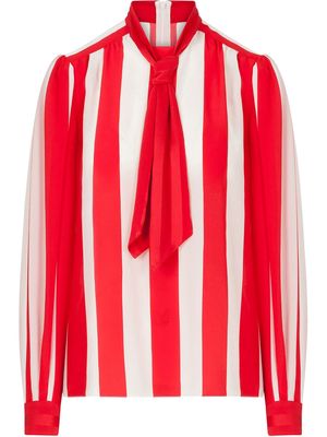Dolce & Gabbana pussy bow striped blouse - Red