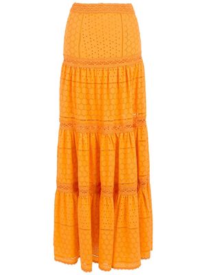Martha Medeiros Lia broderie-anglaise tiered skirt - Orange