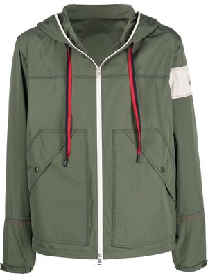 Moncler logo patch hooded jacket - Green