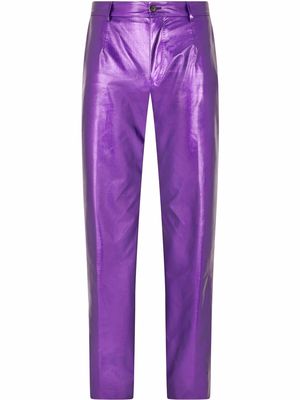 Dolce & Gabbana metallic-effect straight-leg trousers - Purple