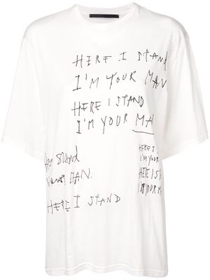 Haider Ackermann oversized slogan print T-shirt - White