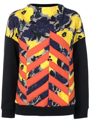 Dries Van Noten Pre-Owned appliqué stripes floral sweatshirt - Multicolour