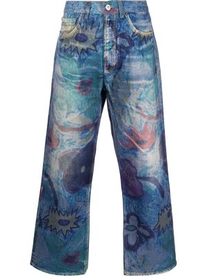 Our Legacy graphic-print straight-leg jeans - Blue