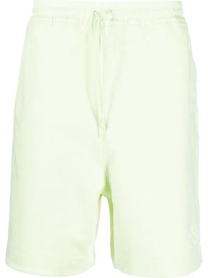Y-3 drawstring-waist cotton track shorts - Green