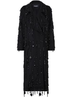 Dolce & Gabbana bead-embellished double-breasted coat - Black