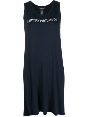 Emporio Armani logo-print cotton beach dress - Blue
