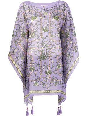Tory Burch floral print kaftan top - Purple