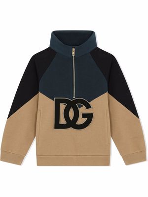 Dolce & Gabbana Kids high-neck colour-block sweatshirt - Neutrals