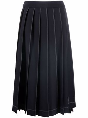 Thom Browne contrast-stitching pleated skirt - Blue