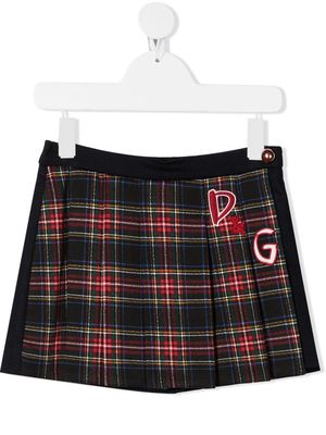 Dolce & Gabbana Kids D&G patch tartan skirt - Black