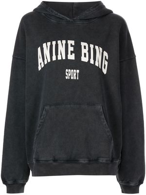 ANINE BING harvey combed-cotton hoodie - Black