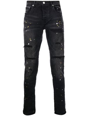 Purple Brand distressed skinny splatter jeans - Black